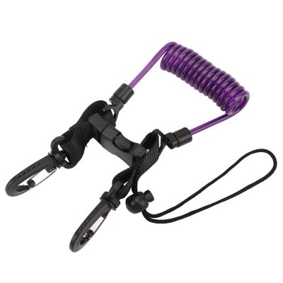 Diving Camera Coiled Lanyard with Quick Release Buckle, Rotatable Hook, TPU 304 Stainless Steel, for Underwater Photography, Boating, Hiking (Purple)