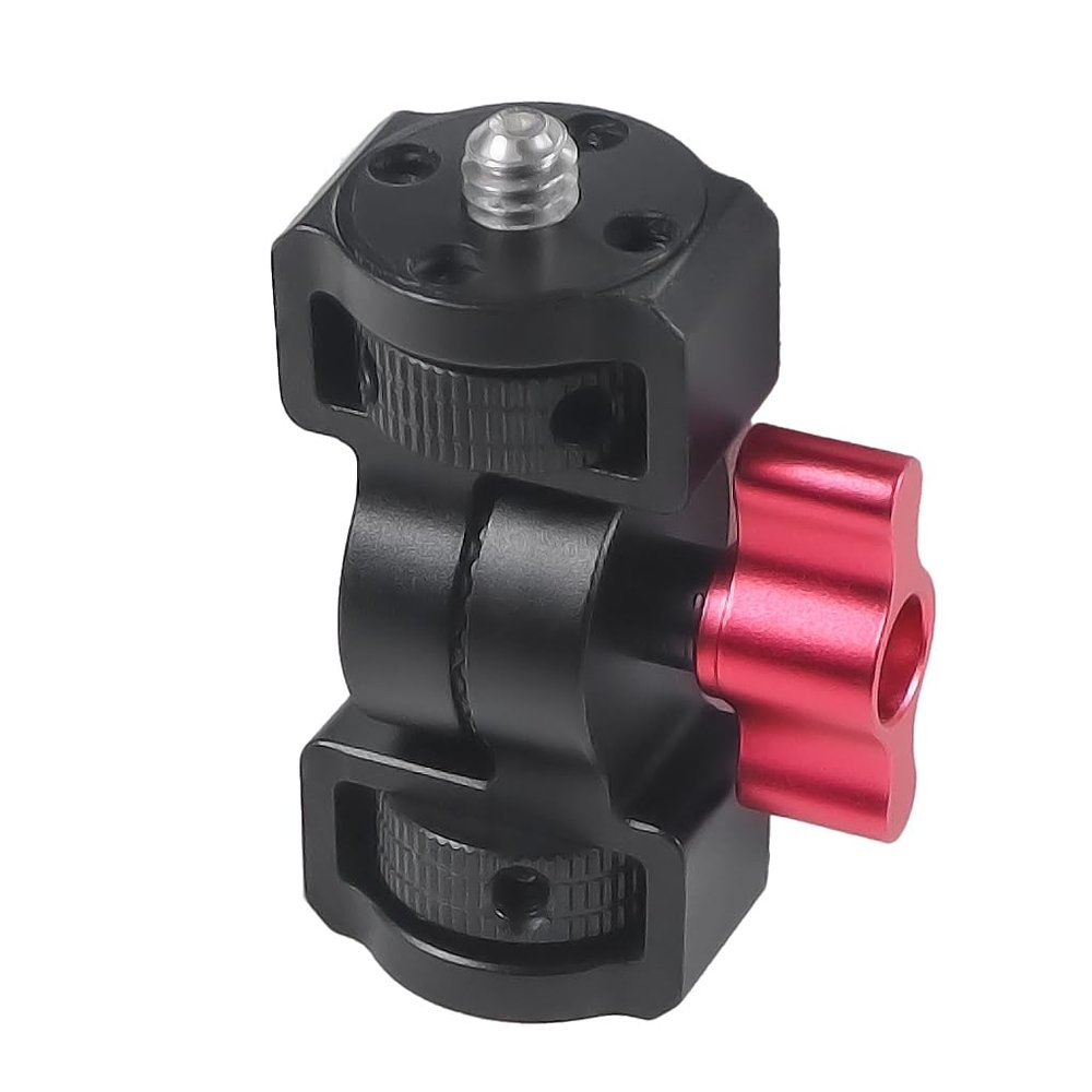 NovelGoal Tripod Ball Head Adapter 180 Adjustable 1/4 3/8 Mount Compatible with Go-pro OS-MO 360 Camera Monitor Video Motorcycle Aluminum Camera Bracket (Type B)