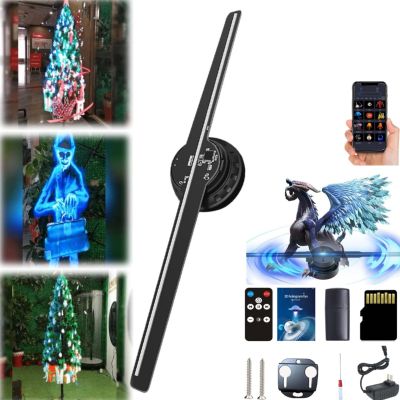3D Hologram LED Fan Projector, 3D Hologram Led Fan Projector Halloween, 3D Hologram Led Fan Projector Christmas Tree, 3D Hologram Fan, Vivid Colors, Convenient Controls for Festivals Events