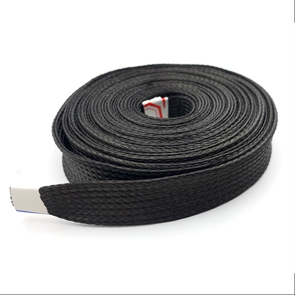 EASYFA Black Braided Flexible Carbon Fiber Sleeving 4 to 40mm Sleeves High Density Tightly Shield Wire Cable Tube Sheath Sleeve(10MM*10 M)
