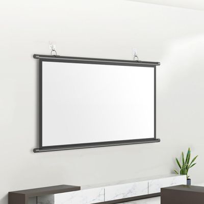 YUQIWKK Projector Screen, 4:3 HD Retractable Projector Screen, No Wrinkles, Without Dents, HD Screen, 4K 3D Wall Mounted Ceiling Projection Screen Drop Down for Home Theater Office Classroom(30")