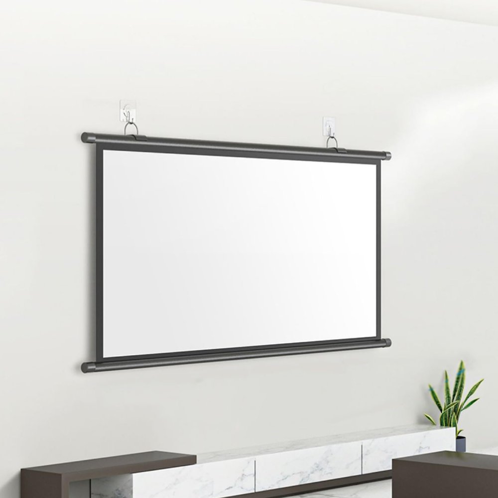 YUQIWKK Projector Screen, 4:3 HD Retractable Projector Screen, No Wrinkles, Without Dents, HD Screen, 4K 3D Wall Mounted Ceiling Projection Screen Drop Down for Home Theater Office Classroom(30")