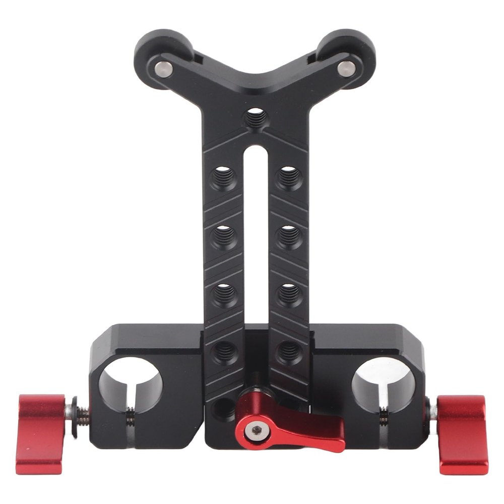 15mm Long Lens Support, Vertical Adjustment Telephoto Long Lens Support Bracket, Height Adjustable Y Shaped Lens Bracket for Camera Rail, DSLR Camera Shoulder Rig