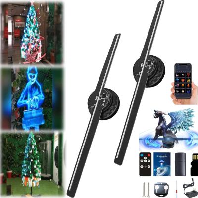 3D Hologram LED Fan Projector for Halloween and Christmas Tree - Vivid Colors, Convenient Controls for Festivals and Events