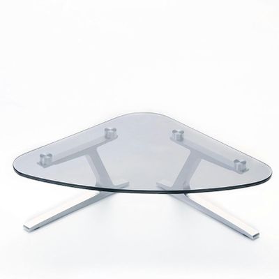 saditesdk Clear Tempered Glass Corner Monitor Stand, Ergonomic Triangle Computer Screen Riser with Aluminum Alloy Leg, Universal Desktop Organization Shelf