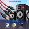 Adoreen 4-Channel RCA Audio Cable 12 Ft, Oxygen Free Copper Male to Male Twisted Pair RCA Interconnect Cable with Noise Reduction, Gold-Plated Series Car Stereo Power Sports & Marine Connector Cable view 4