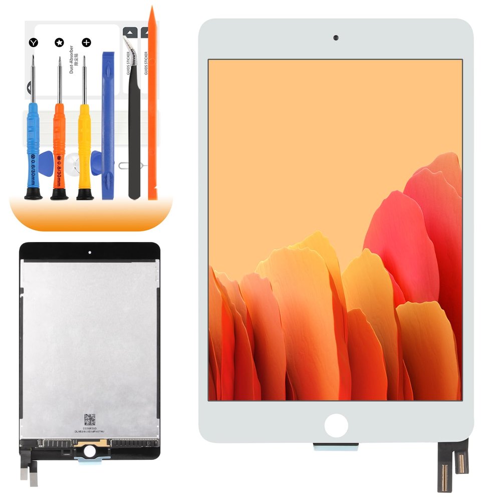 for iPad mini 4 Screen Replacement for iPad mini 4 2015 LCD A1538 A1550 LCD Digiitzer Touch Screen Assembly Repair Parts with Screen Protector and Tools (White)