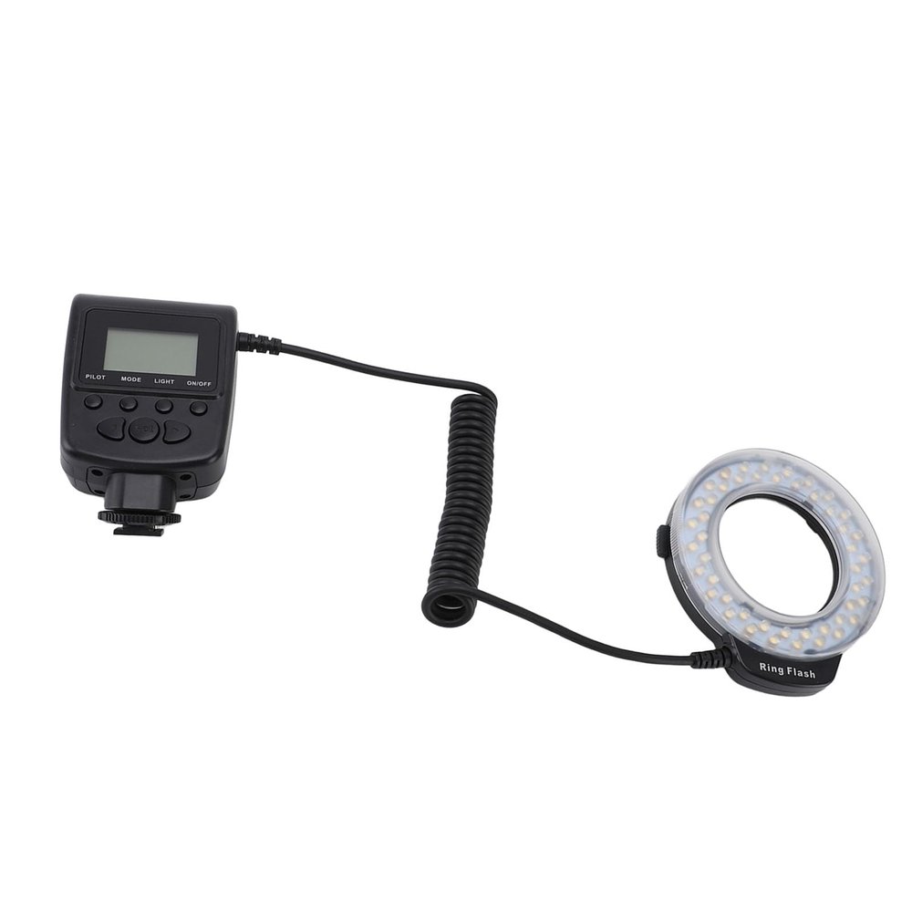 LED Macro Rings Flash Light, 48LED Macro Flash Light with LCD Display Power Control Adapter Rings Flash Diffuser for DSLR Cameras, 4 Lighting Modes and 7 Level Brightness