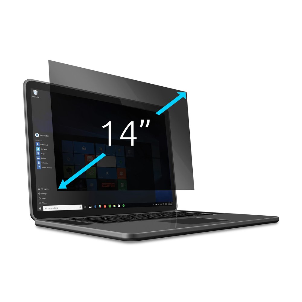 Kensington Privacy Screen Filter for 14'' 16:10 Laptops, 2-Way Removable Protector, Reversible Screen Cover with Anti-Glare and Blue Light Reduction to Prevent Eye Strain - 628967