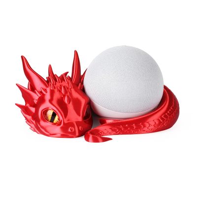 Dragon Stand for Echo Dot 4th/5th Gen, 3D Printed Smart Speaker Holder and Exquisite Desktop Decoration (Red)