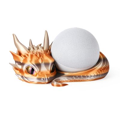 Dragon Stand for Echo Dot 4th/5th Gen, 3D Printed Smart Speaker Holder and Exquisite Desktop Decoration (Gold Bronze)