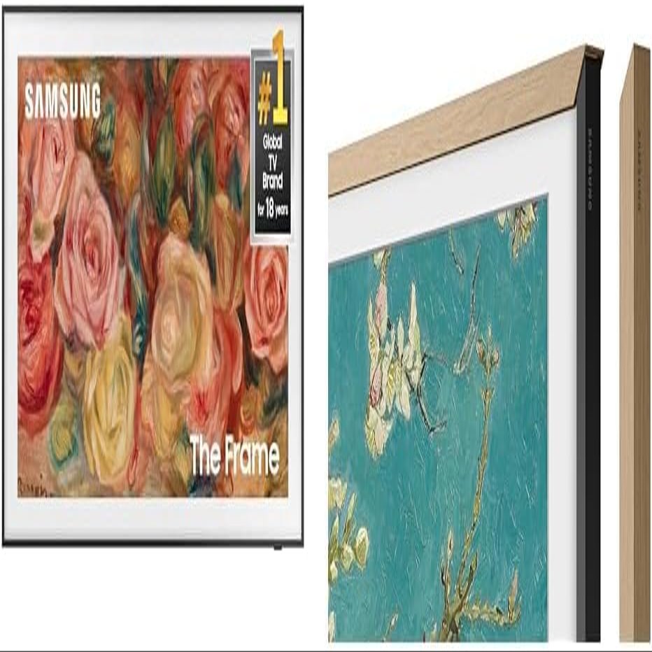 SAMSUNG 65-Inch Class QLED 4K LS03D The Frame Series Quantum HDR Smart TV (QN65LS03D, 2024 Model) + Free Teak Bezel Value $199 - VGSCFA65TKB