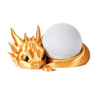 Dragon Stand for Echo Dot 4th/5th Gen, 3D Printed Smart Speaker Holder and Exquisite Desktop Decoration (Gold)