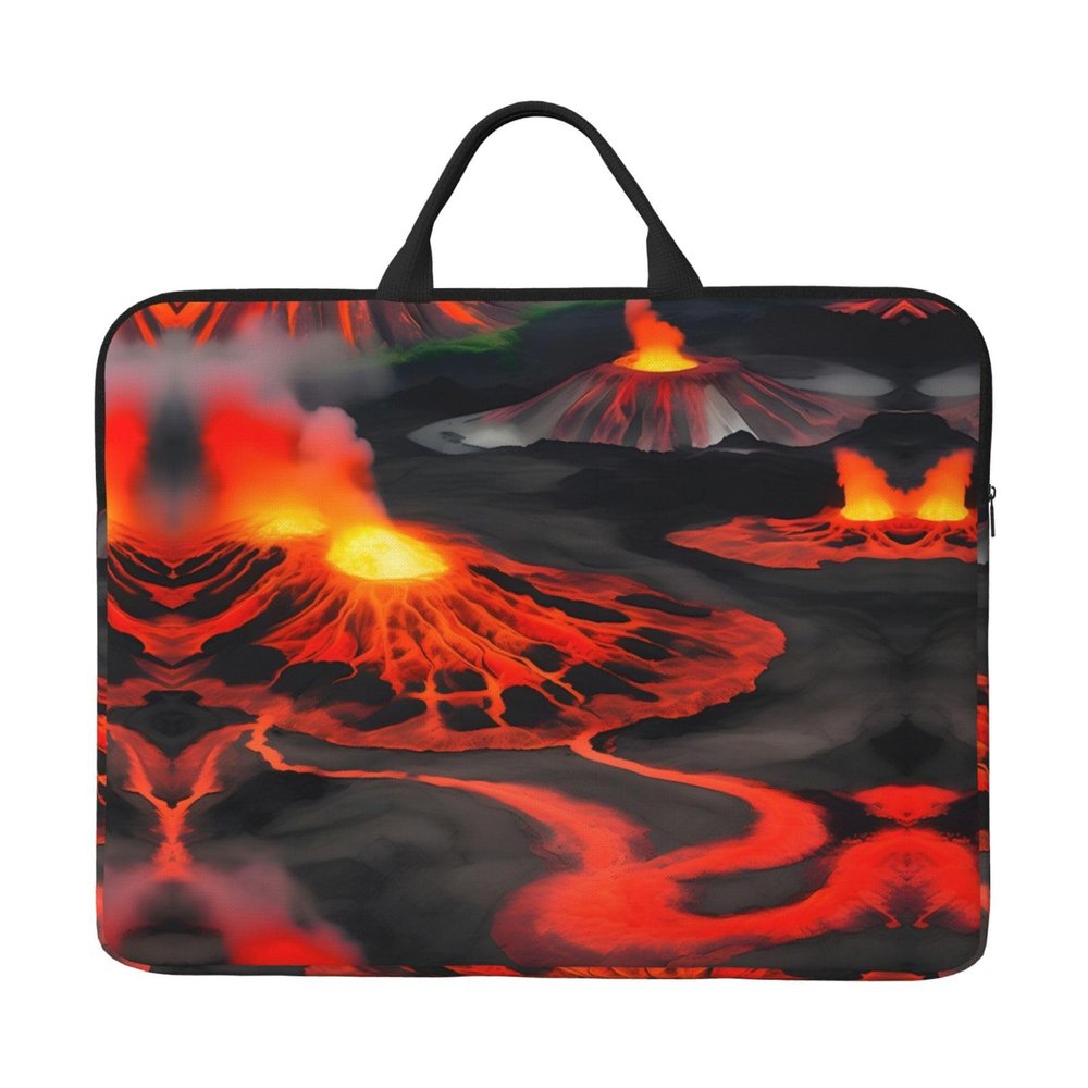 SamLng Kilauea Volcanos 14in Laptop Case Sleeve Bag Shoulder Messenger Briefcase Carrying Handle and Accessory Pocket