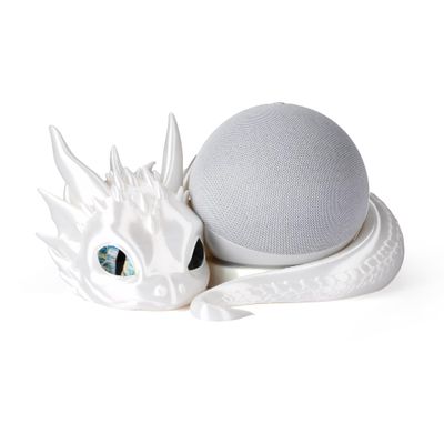 Dragon Stand for Echo Dot 4th/5th Gen, 3D Printed Smart Speaker Holder and Exquisite Desktop Decoration (White)