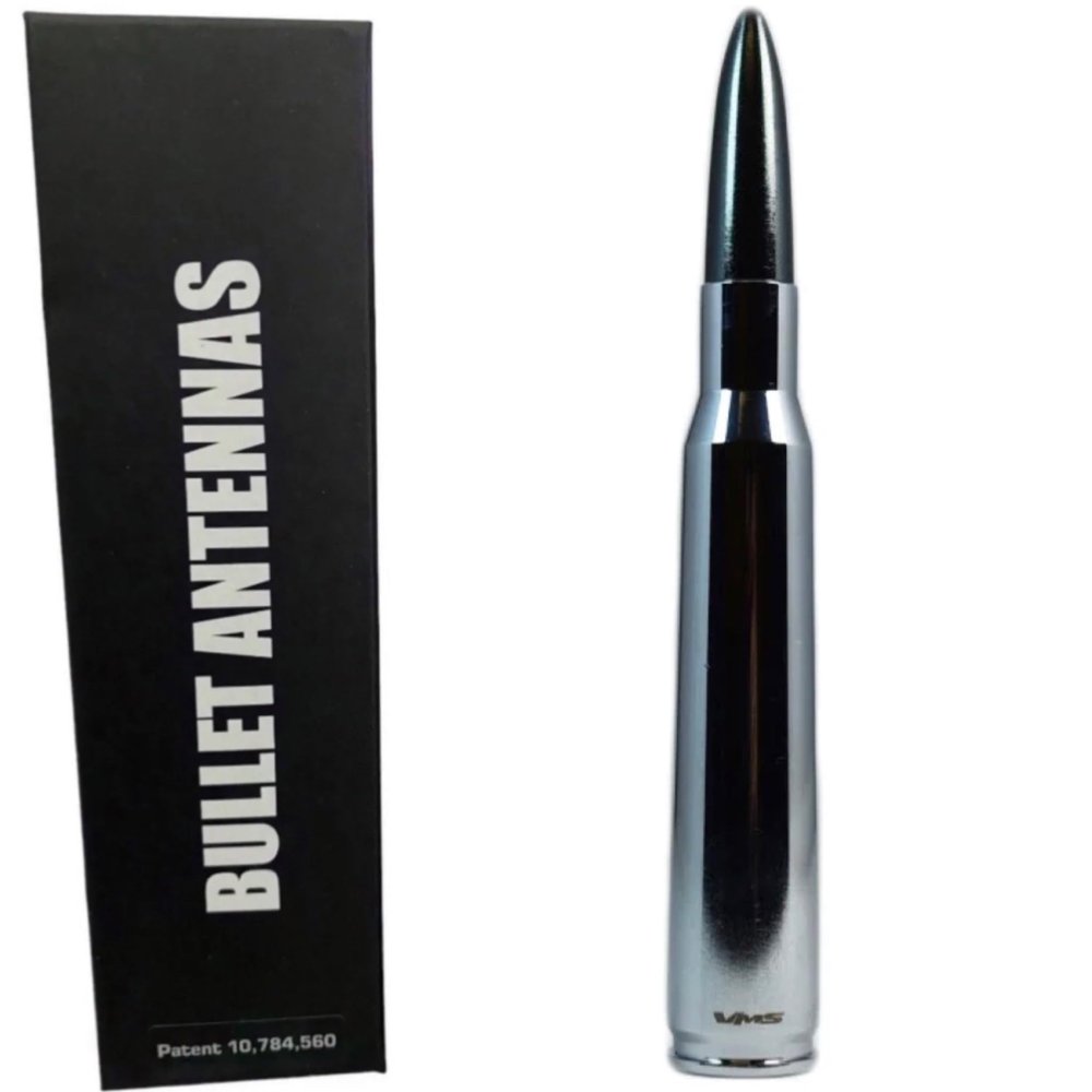 50 Caliber Chrome with Gunmetal Tip Bullet Antenna for All Ford F150 F250 F350 F450 F550 Platinum King Ranch Raptor XL XLT Lariat (Gunmetal)