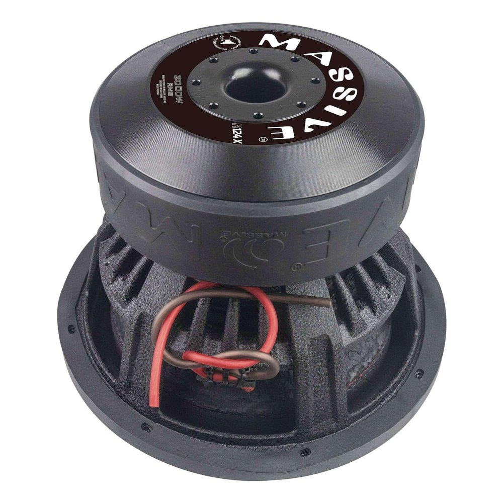 Massive Audio H124X | 12 2000W RMS Dual 4-Ohm  XL Series 3 Voice Coil Mega Bass Woofer, Heavy-Duty Cast Basket, Competition-Grade Car Audio - Hippo Series Subwoofer