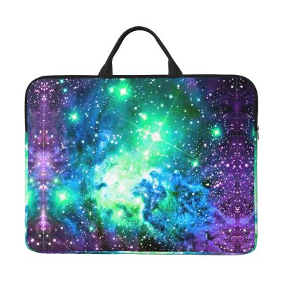 Green Blue Purple Galaxy 14in Laptop Case Sleeve Bag  Versatile Shoulder Messenger Briefcase, Designed for Business Travel