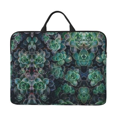 Green Succulent 14in Laptop Case Sleeve Bag Versatile Shoulder Messenger Briefcase, Designed for Business Travel