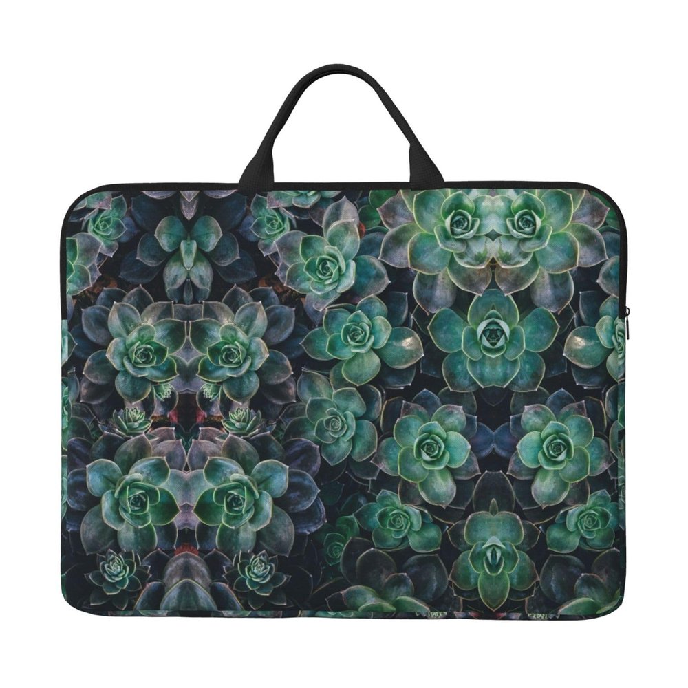 Green Succulent 14in Laptop Case Sleeve Bag Versatile Shoulder Messenger Briefcase, Designed for Business Travel