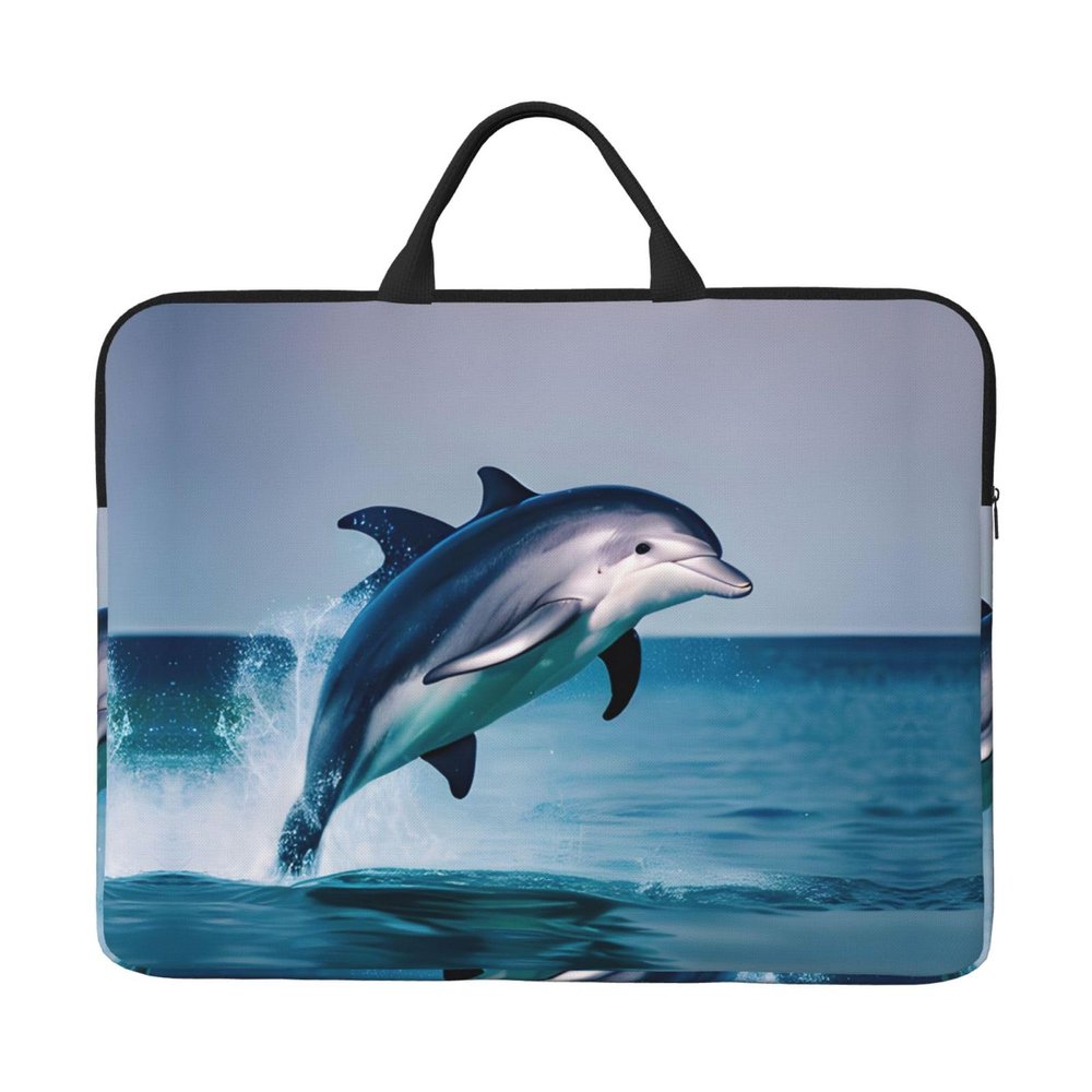 cute Dolphin 14in Laptop Case Sleeve Bag Versatile Shoulder Messenger Briefcase, Designed for Business Travel