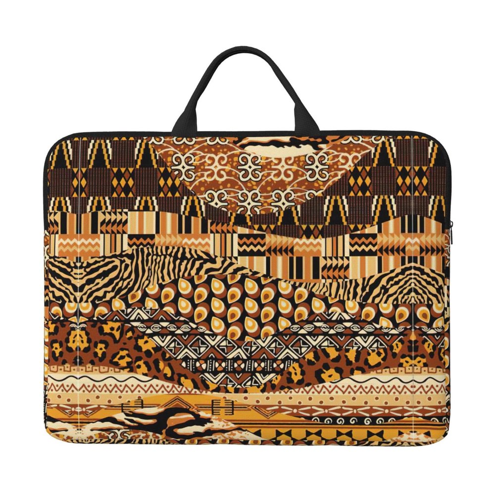 SamLng African Style Patchwork 14in Laptop Case Sleeve Bag  Shoulder Messenger Briefcase Carrying Handle and Accessory Pocket