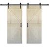 K Series 72in x 84in (36in x 84in x 2 Panels) Unfinished Solid Wood Sliding Barn Door with Hardware Track - Assembly Needed view 2