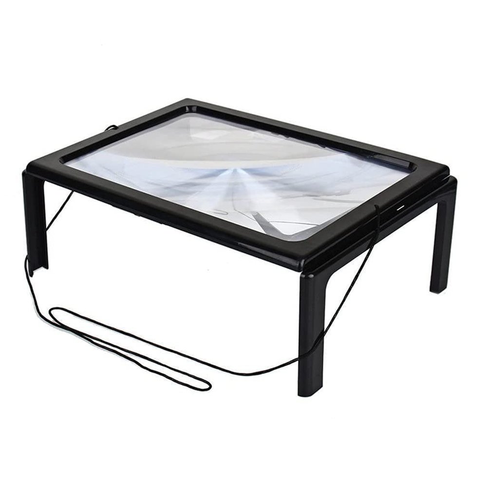 TEOYETTSF Reading 3X Magnifier Full Page Optical Magnifying Foldable A4 LED Lens Desk Magnifying Glass for Sewing Knitting