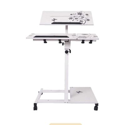 WUHUQN Portable Table Mobile Laptop Table, Adjustable Computer Work Station Desk Rolling Presentation Cart with Keyboard Tray