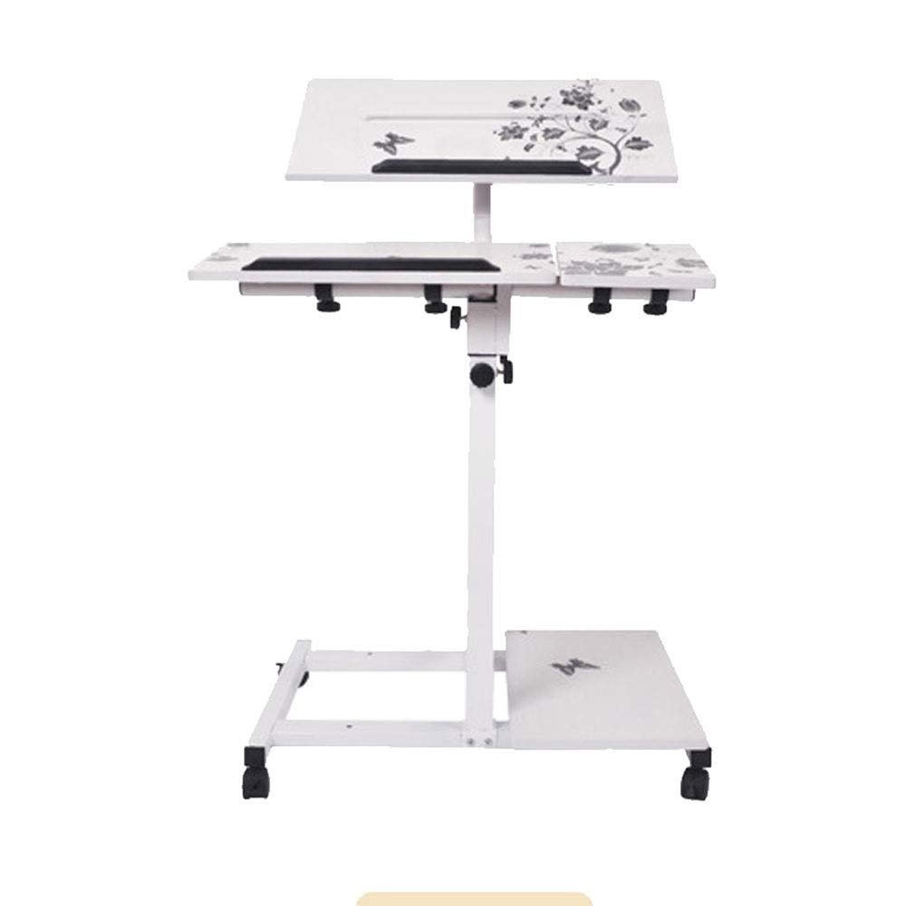 WUHUQN Portable Table Mobile Laptop Table, Adjustable Computer Work Station Desk Rolling Presentation Cart with Keyboard Tray