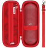Supmay Hard Carrying Case for Beats Pill - Wireless Bluetooth Speaker, Wireless Portable Speaker Protection Case with Mesh Pocket for Charging Cables, Red+Shoulder Strap view 1