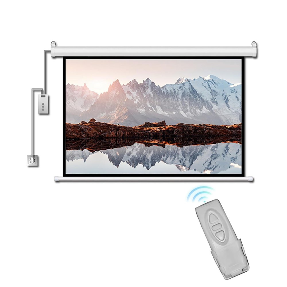 Motorized Projection Screen 60inch, 16:9 HD, 72inch Projection Screen with Remote Control, Ceiling or Wall Mounted, for Home Theater, Video Movie Night(80 inch 16:9)