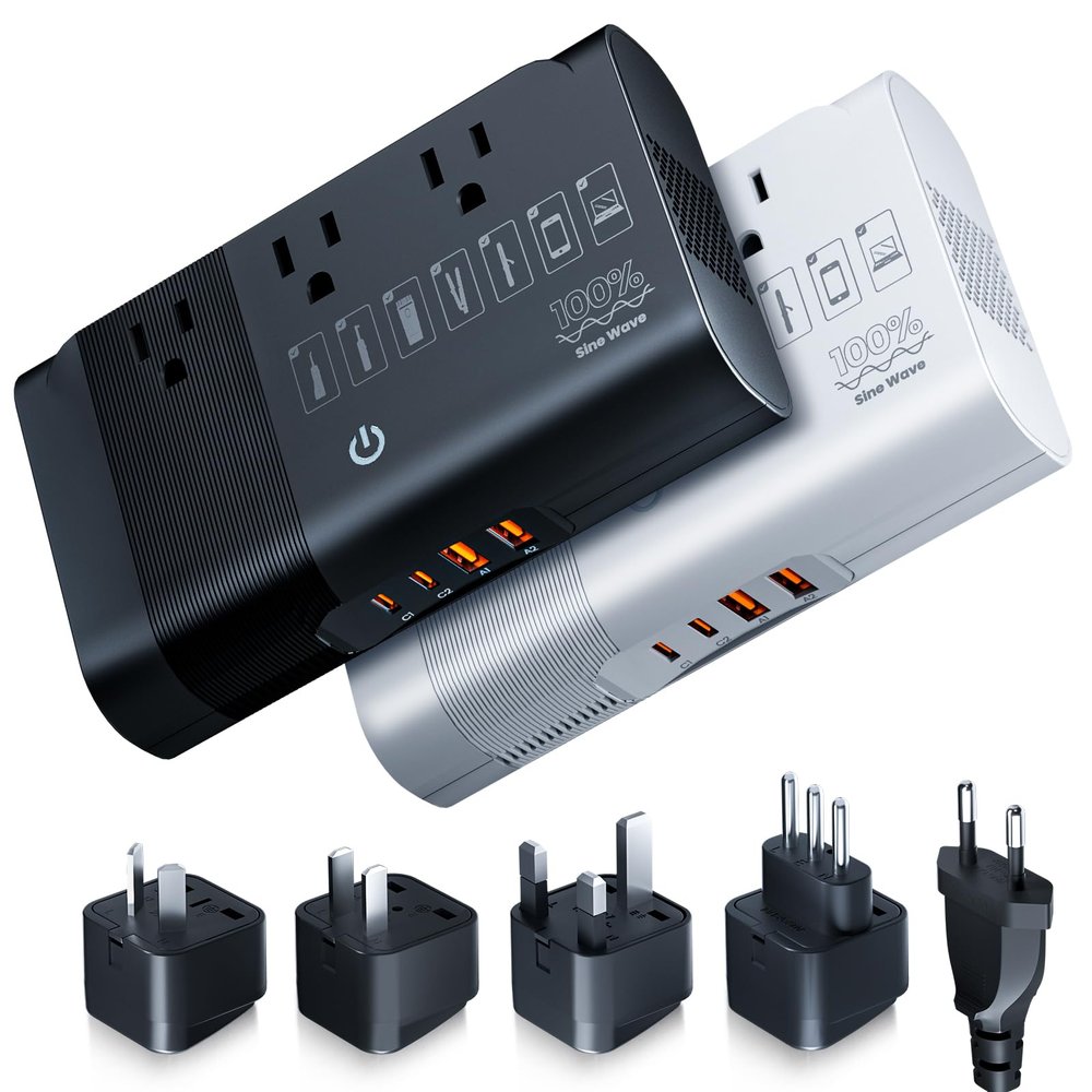 [2 Packs] 500W Max Voltage Converter US to Europe, Game-Charger Pure Sine Wave 220V to 110V Converter for European Travel, Power Converter Adapter for CPAP Hair Straightener Curler Laptop Cell Phone