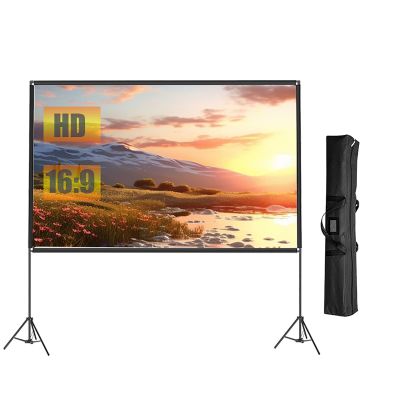 100 inch Projection Screen with Stand, HD 16:9, 180 Wide Angle Vision, 84 inch Portable Foldable Anti-Crease Movies Screen with Carrying Bag for Home Theater, Outdoor Camping(84 inch)