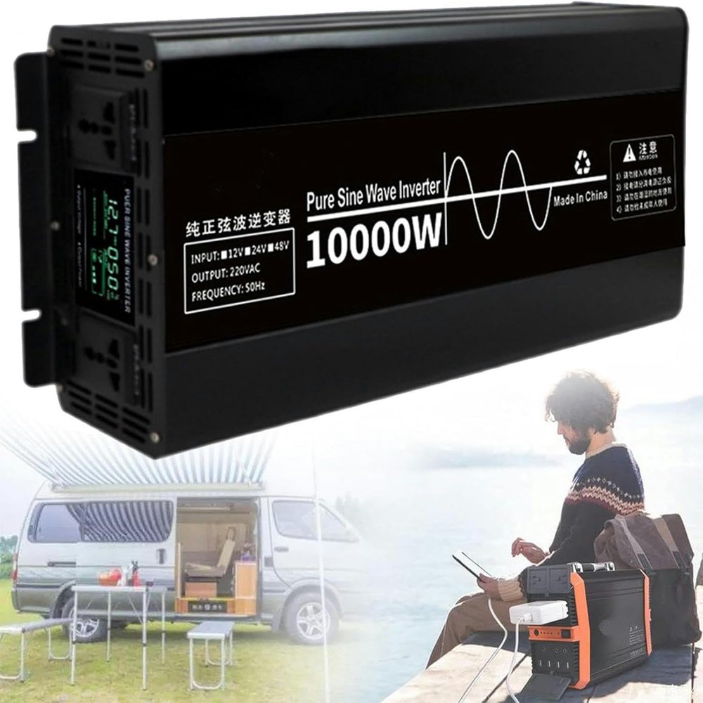 10000W Power Inverter Voltage Converter, Car Inverter Pure Sine Wave for Motorhomes Truck Boat Camping Household Laptop Charging~/