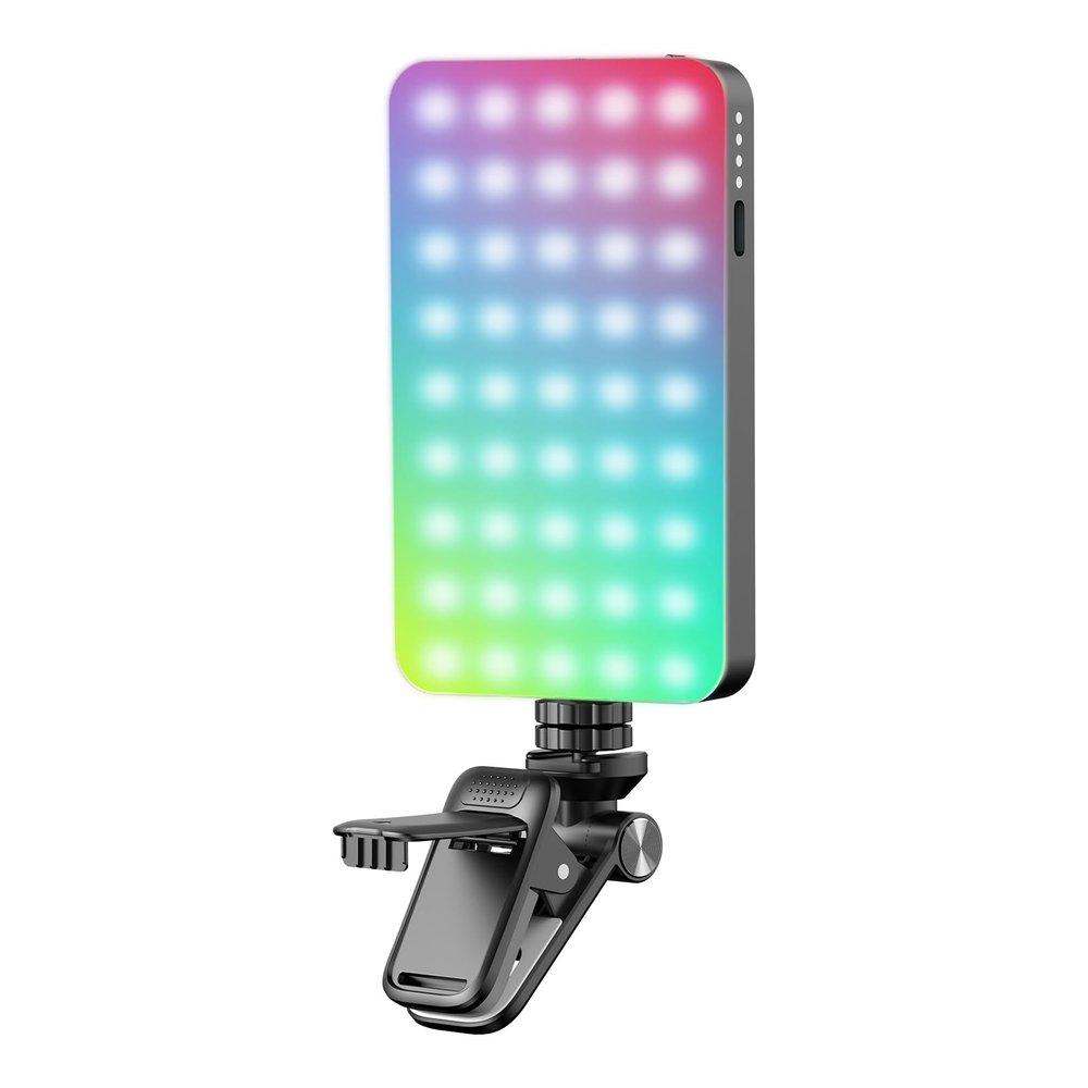 Andoer Pocket RGB Fill Light LED Video Light 2500K-9000K Dimmable 10 Scene Lighting Effects Video Conference Light for Computer Tablet Mobile Phone DSLR Camera with Screen Clip Cold Shoe Mount