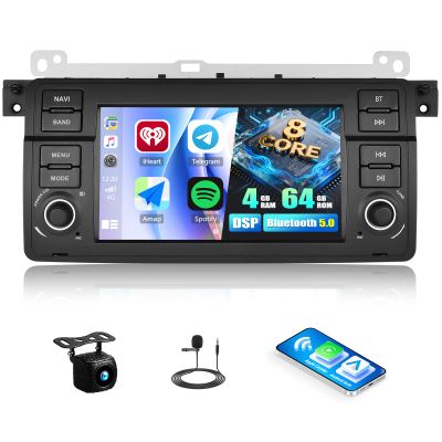 SIXTOP [8-Core 4+64G] Android Car Stereo Radio for BMW 3 Series E46 1998-2006 with Carplay Android Auto 59 UI Theme 7 Touchscreen Bluetooth5.0 GPS FM/RDS Network Radio DSP 32EQ AI Voice AHD Camera