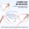 Dollger Blue Light Blocking Glasses For Woman Men Rectangle Cat Eye Computer BlueLight Glasses Clear Lens Non-Prescription Transparent powder frame view 4