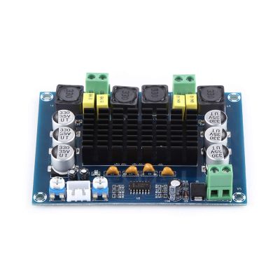 120W+120W Channel Power Amplifier Chip with Short Circuit, DC12,26V High Power Audio Amplifier Board, Special Black Heat Sink for Better Heat Dissipation, Large Capacity