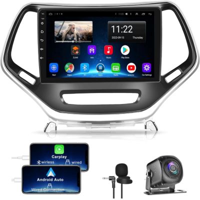 Android Car Radio for Jeep Cherokee 2013-2018, 10.1 Inch Head Unit Car Stereo with IPS HD Touch Screen, Wireless CarPlay, Android Auto, GPS, WiFi, Backup Camera, SWC, Bluetooth 5.2, 4+64GB