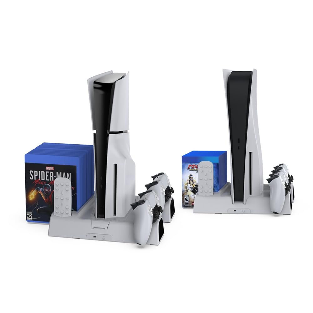 Dobe TP5-3532B PS5/PS5 Slim Stand and Multifunctional Cooling Station with RGB LED Controller Charging Station for PlayStation 5 Console, PS5/PS5 Slim Accessories with Cooling Fan