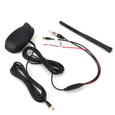 Akozon Car DAB FM Antenna Active Amplified Top Roof Mount Universal Car Radio Aerial