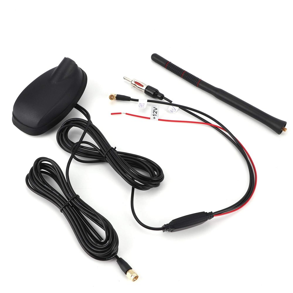Akozon Car DAB FM Antenna Active Amplified Top Roof Mount Universal Car Radio Aerial