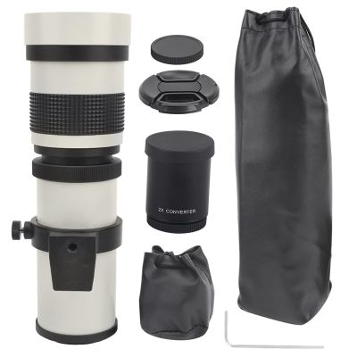 420-800mm Manual Telephoto Zoom Lens,F8.316 Manual Focusing Zoom Telephoto Lens Telescope for EFS Mount Camera (White)