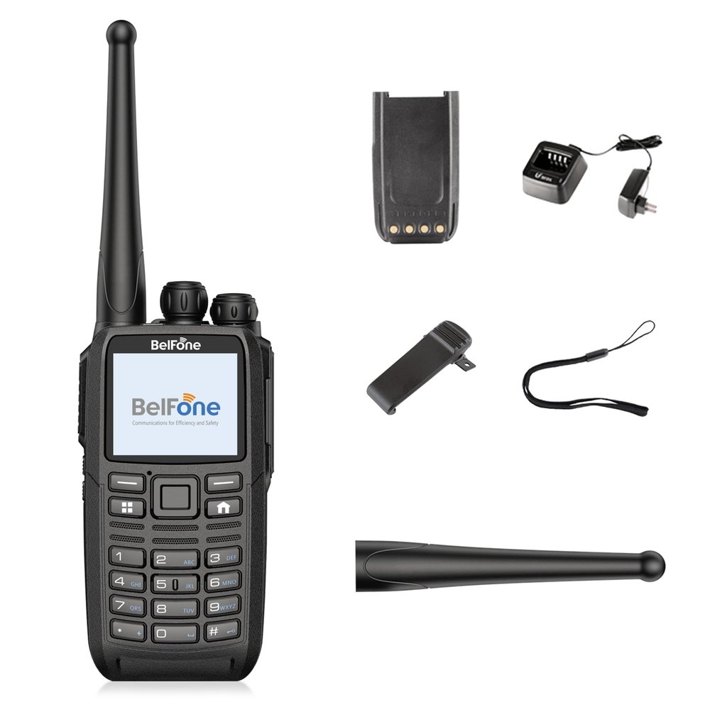 BelFone Two-Way Radio TD505, Professional Rechargeable Waterproof VHF/UHF Long Range Two-Way Radio with 5W, 32 Zones, 160 Channels (Black) (2-Pack)