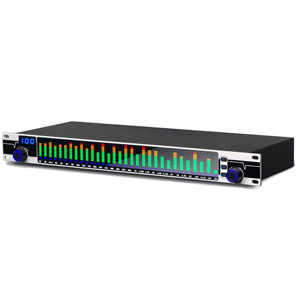 KJLYLPP Audio Equalizer Eq, Dual Channel 31 Band Equalizer Hd LCD Display Delicate Processing Procesador De Audio 10 Modes Can Be Saved Stereo Graphic Equalizer
