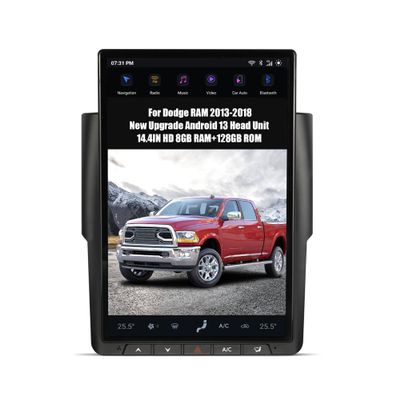 AuCar 2024 Latest Android 13 14.4 Inch T-Style Screen Car Radio Head Unit for Dodge RAM 2013-2018, AUCARAUTO Car Multimedia Stereo Video Player GPS Navigation 8GB RAM+128GB ROM