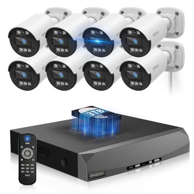 Two-Way Audio PoE Security Camera System Outdoor, 5MP Wired Cameras with 4K 8CH NVR Systems, Home Surveillance Video DVR Kits