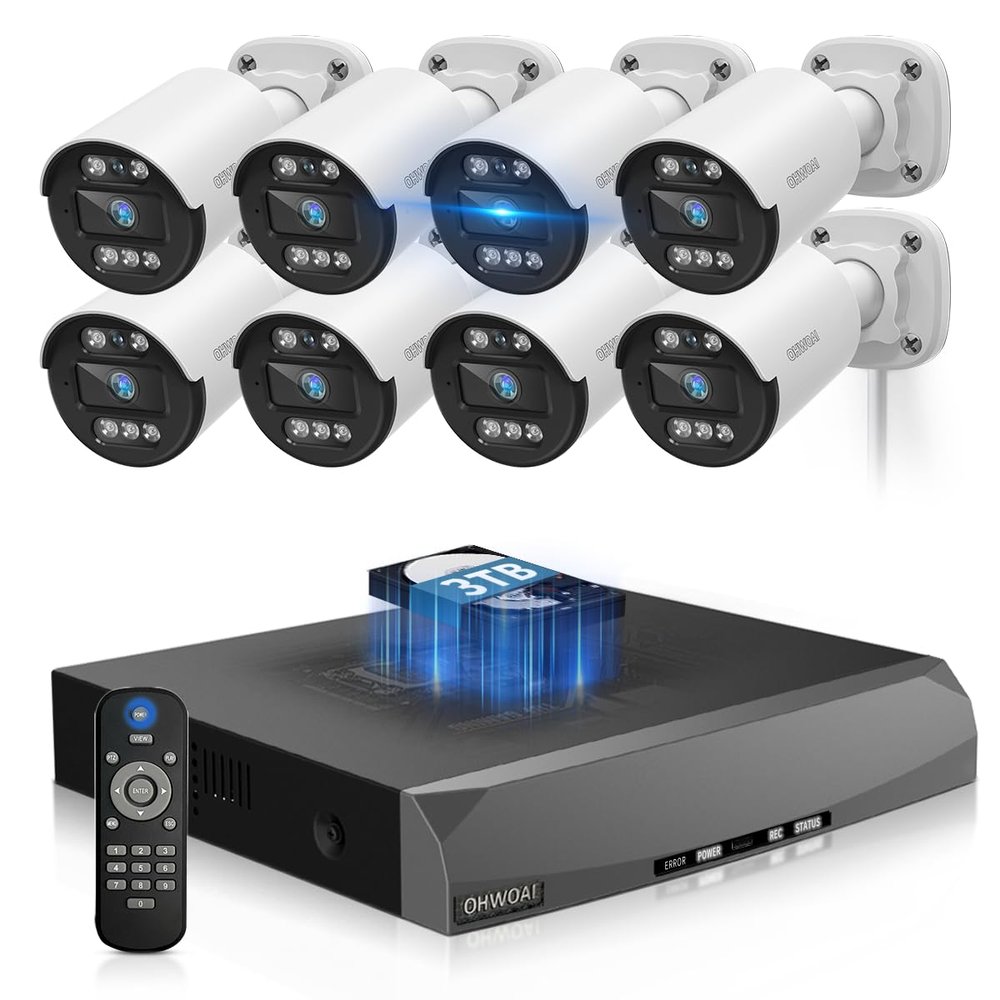 Two-Way Audio PoE Security Camera System Outdoor, 5MP Wired Cameras with 4K 8CH NVR Systems, Home Surveillance Video DVR Kits