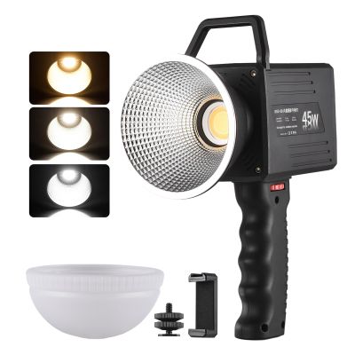Andoer Portable COB Video Light Handheld LED Fill Light 45W 2800K-6800K Dimmable 9 Scene Lighting Effects with Handle Reflector Diffuser for Indoor Outdoor Vlog Live Streaming Photography